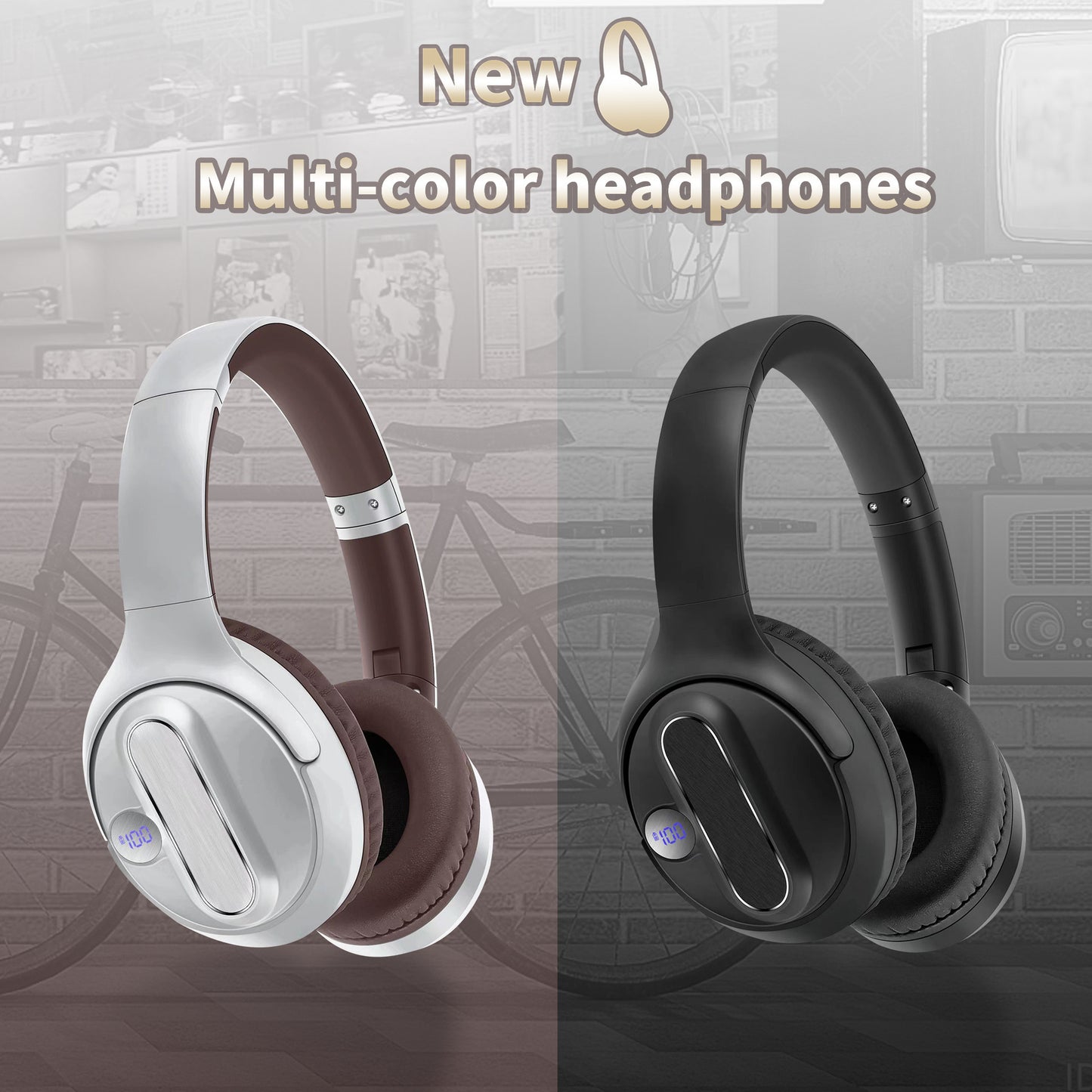 KASQ Headset Wireless Bluetooth Headset Power Digital Display