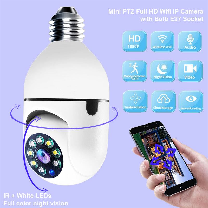 SAFETY WiFi CAMÉRA 1080P Ampoule Tête Mobile Caméra de Surveillance